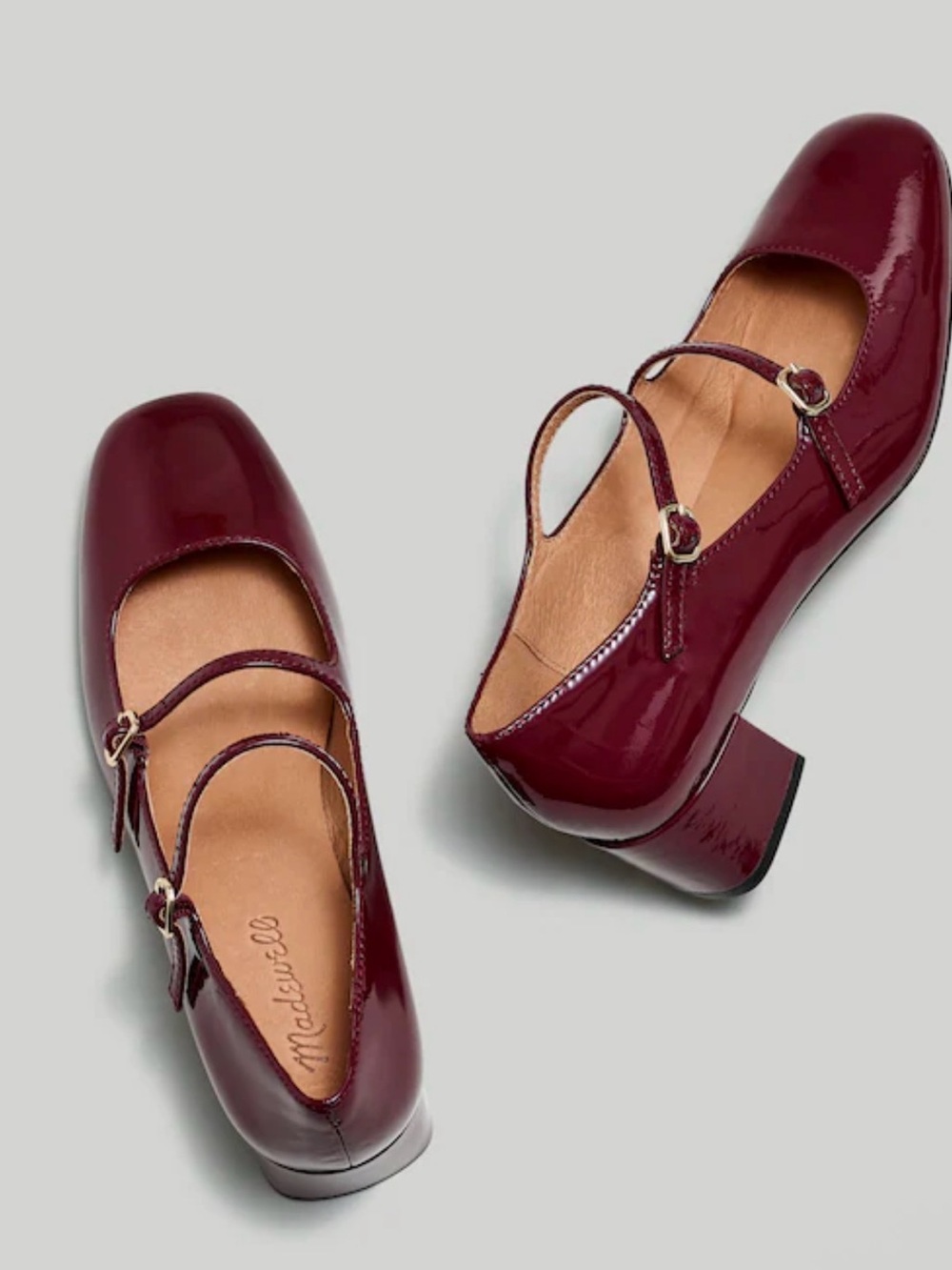 New MADEWELL The Nettie Heeled Mary Jane in Cabernet Patent Leather, W 9.5 NWOB